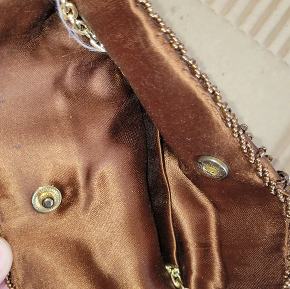 Fine Arts Beaded Bag ~ Vintage ~ Hong Kong ~ Bronze Shimmer ~ Needs TLC - Picture 11 of 16